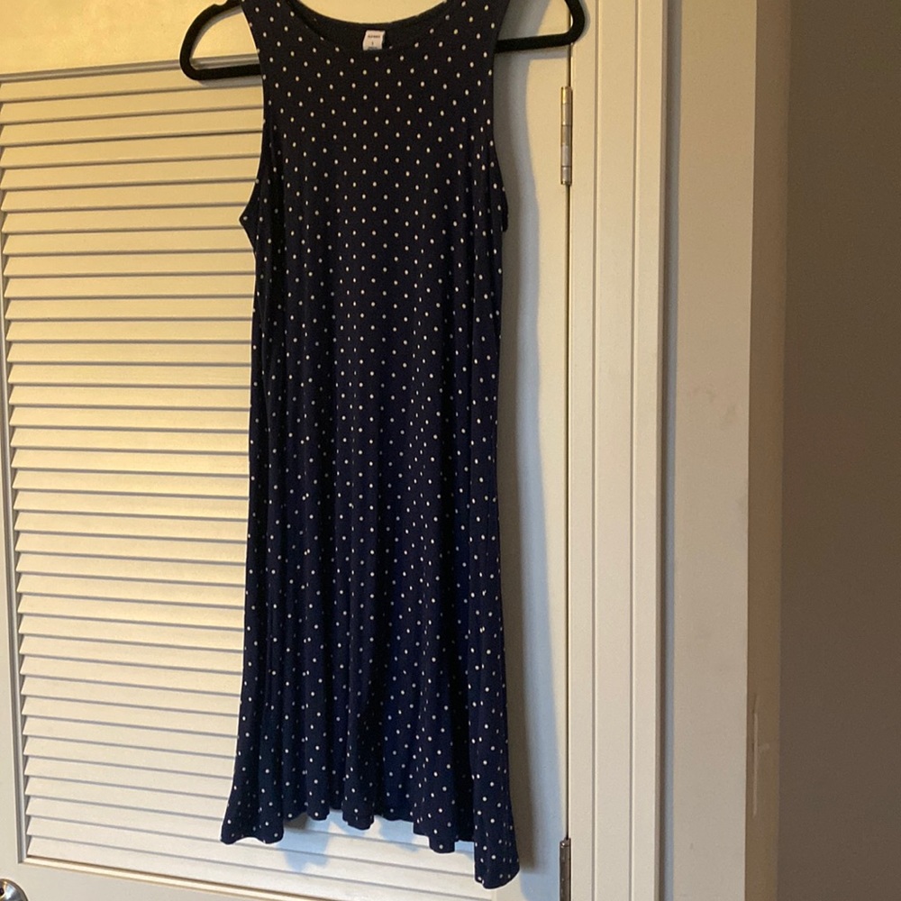 Never worn. Navy polka dot summer dress